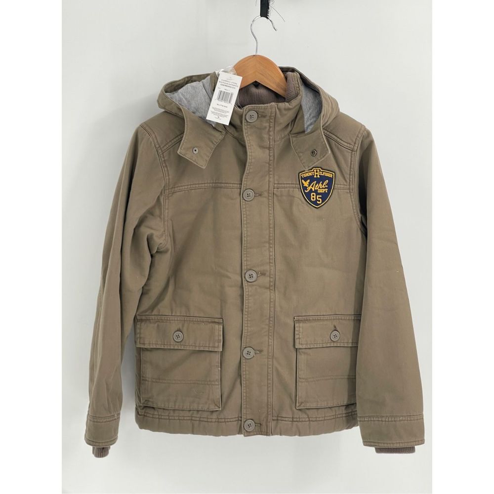 Tommy Hilfiger Jacket Coat Boys Girls Size XL 16/18 Khaki Tan Hooded